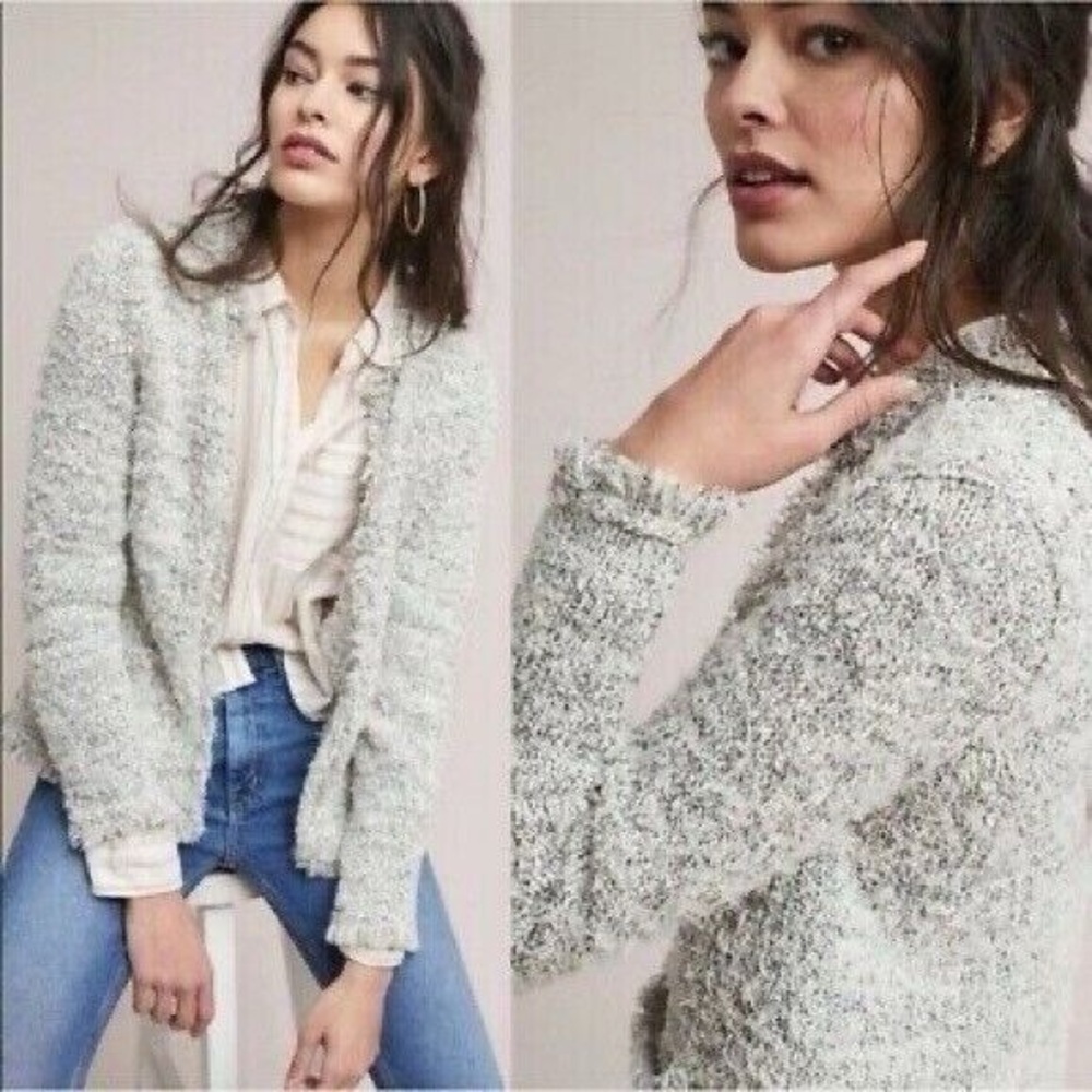 Anthropologie Ett Twa | Snowflake Metallic Fringe Blazer Jacket